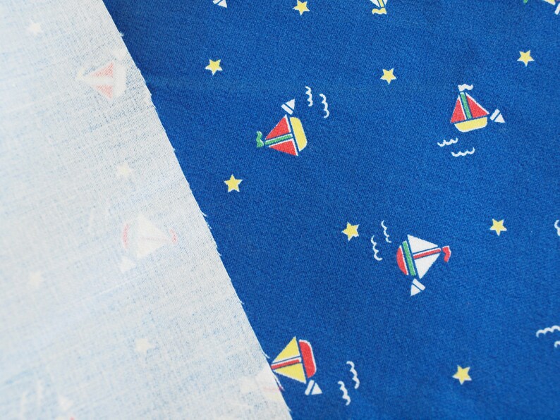 Cone Mills Sailboat Print Fabric for Child / Nursery 80s Etsy