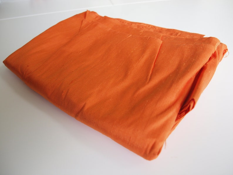 Deep Pumpkin Orange Metallic Shantung Silk Fabric