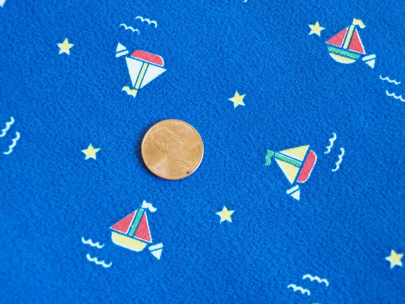 Cone Mills Sailboat Print Fabric for Child / Nursery 80s Etsy