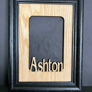 THE ORIGINAL Custom Oak Name Picture Frame Mat, 5x7 Personalized Gift ...