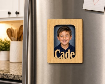 Refrigerator Magnet Personalized Oak Custom Photo Frame