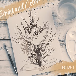 Booklover Printable SVG Design | Line Art for Coloring | Clipart