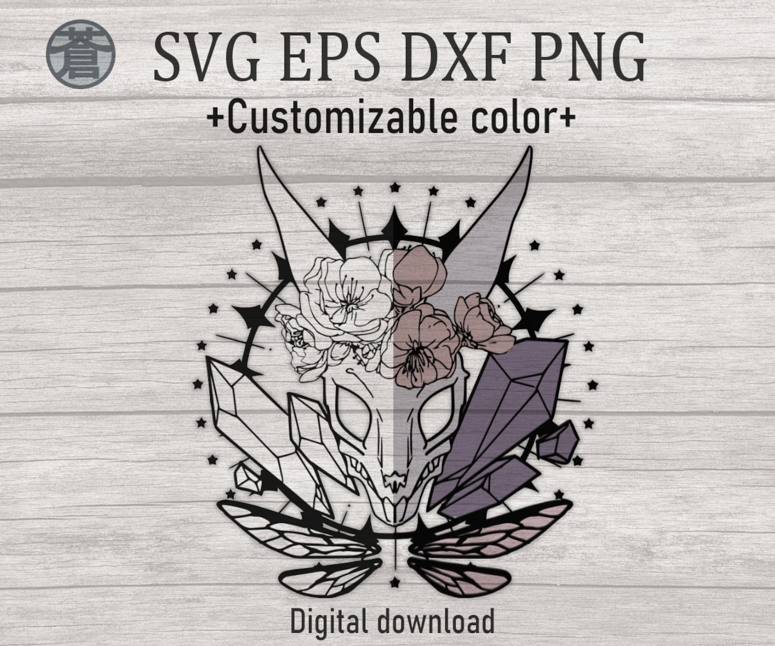 Rabbit Skull SVG Customizable COLOR Design With Crystal & - Etsy