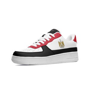 Egypt Flag Leather Sneakers | Unisex Egyptian Pride Footwear | Egyptian Gifts for Him or Her