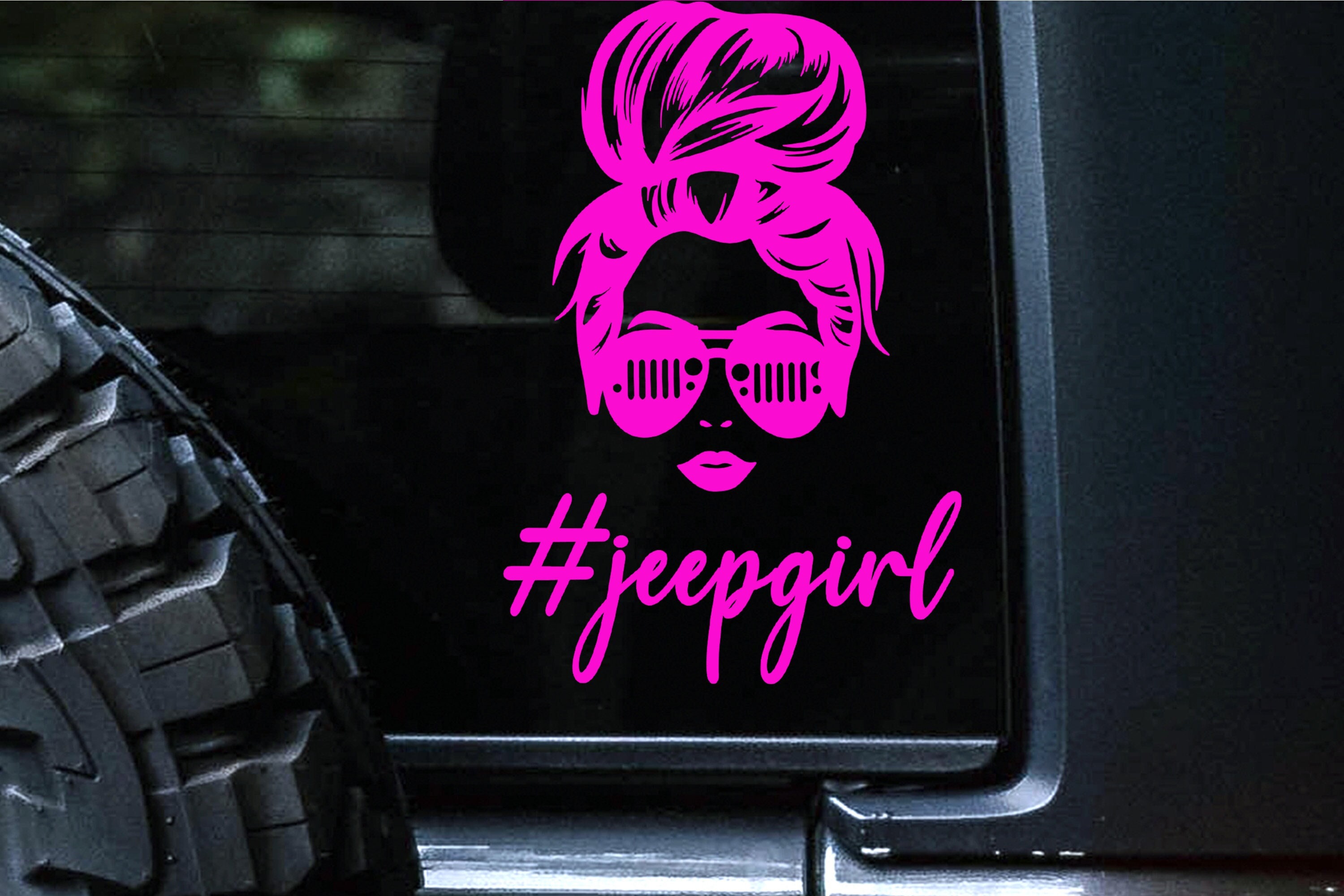 Jeep Girl  Messy Bun Decal For Jeep Wrangler, Jeep Stickers, Jeep Wra…