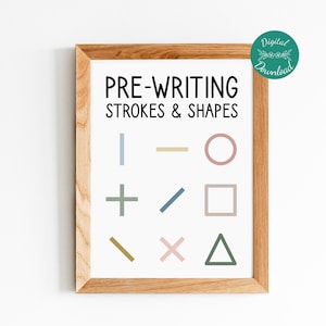 Pre-writing strokes and shapes, handwriting poster, print for teacher, occupational therapy printable