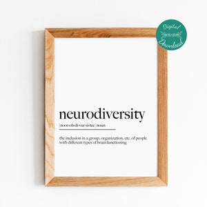 Cartel de definición de neurodiversidad, impresión de neurodiversidad, arte de pared imprimible, descarga digital