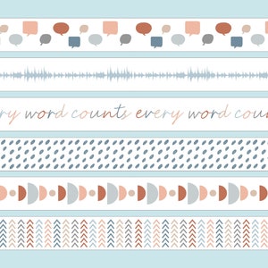 Speech Therapy Bulletin Board Borders, Digital Download, Neutral Boho Design, Classroom Decor