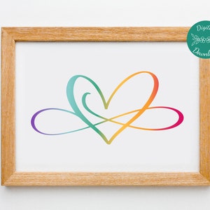 Infinity Rainbow Art, Autism Awareness Poster, Infinity and Heart Symbol, Digital Download