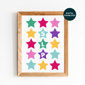 SLP Star Poster, heldere en kleurrijke print voor logopedisten