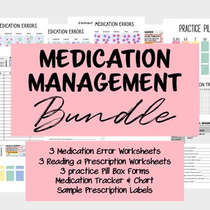 Medication Management Bundle, Digital Download, Speech Therapy, Occupational Therapy, Worksheets, Medication Tracker