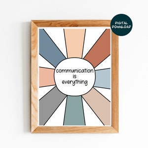 Communication Is Everything, Neutral Colors, Speech Therapy Wall Decor, SLP Poster