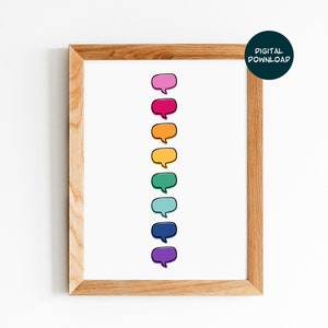 Vertical Speech Therapy Bubbles, SLP Poster, Cute Speech Print for Classroom