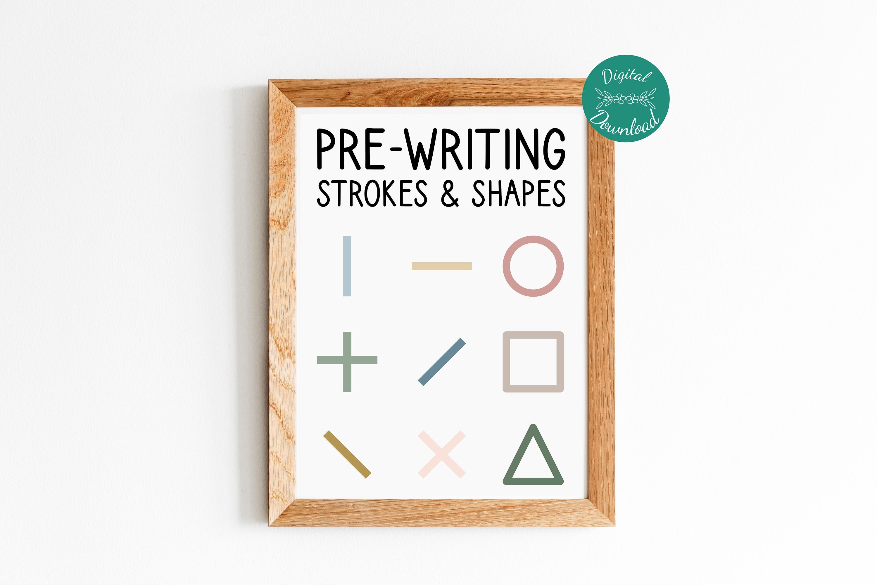 Prewriting strokes and shapes handwriting poster print for Etsy