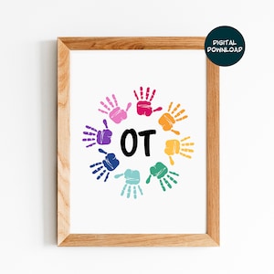 Ergotherapie afdrukbare download, Wall Art Poster voor ergotherapeuten, OT handafdrukken