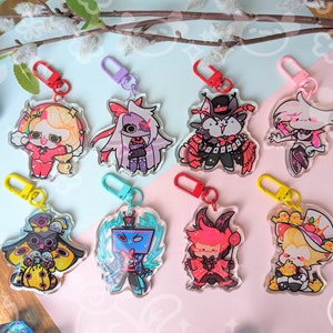 Hazbin Hotel Keychain | 2.3" Charms ft. Charlie, Vaggie, Alastor, Lucifer, Angel Dust, Husk, Sir Pentious & Vox