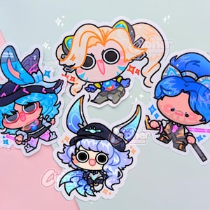 LOL Anima Squad Inspired Stickers [Ft. Jinx, Aurora, Xayah & Yasuo]