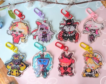 Hazbin Hotel Keychain | 2.3" Charms ft. Charlie, Vaggie, Alastor, Lucifer, Angel Dust, Husk, Sir Pentious & Vox