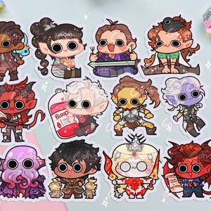 Baldur's Gate 3 Inspired Stickers [BG3 Ft. Shadowheart, Astarion, Gale, Karlach, Wyll, Halsin, Gortash, Minthara, Lae'Zel, Raphael, Orin]