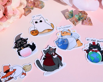 Costume Cat Stickers, Festive, Spooky Month, Halloween, RPG Stickers