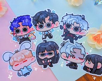 Op LaDS geïnspireerde stickers met Rafayel, Zayne, Sylus, Xavier, enz.