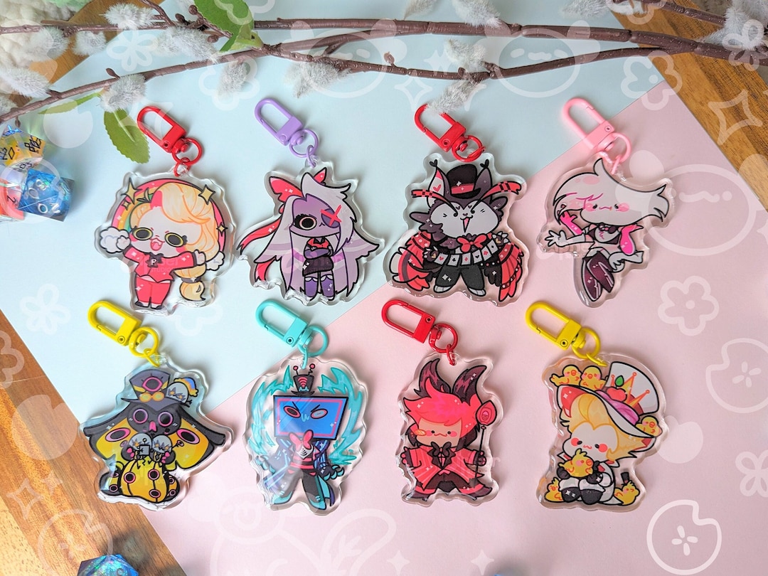 Hazbin Hotel Keychain 2.3 Charms Ft. Charlie, Vaggie, Alastor, Lucifer, Angel Dust, Husk, Sir Pentious & Vox - Etsy Hazbin Hotel Keychain 2.3 Charms Ft. Charlie, Vaggie, Alastor, Lucifer, Angel Dust, Husk, Sir Pentious & Vox - Etsy