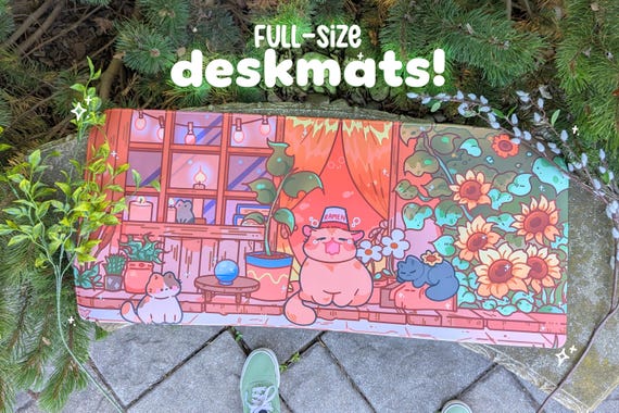 DESKMAT || Cat Cottage Mousepad [90CM x 40CM x 3MM]