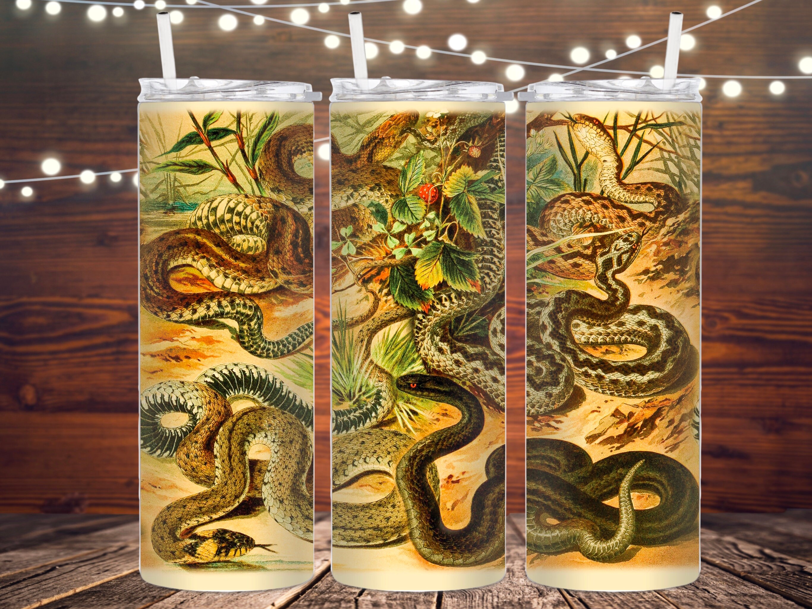 Reptile Party Cups 12oz Disposable Cup With Lid and Straw Snakes