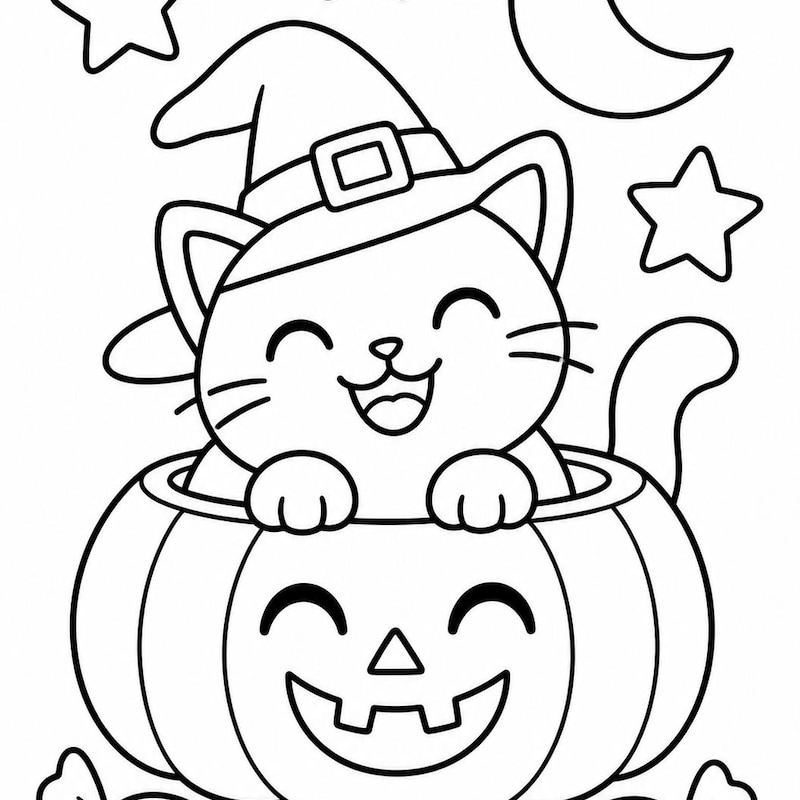 Halloween cat coloring sheets - Etsy.de