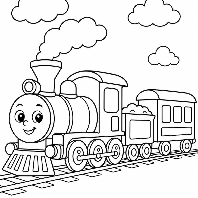 Trains Coloring Book - Etsy UK