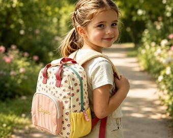 Personalised Strawberry Backpack – Custom Embroidered Name, Kids Preschool Bag