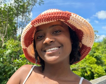 Crochet Checkered bucket hat