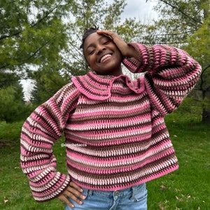 Non-traditional Pattern Happy Vibes Sweater *semi-beginner/advanced beginner friendly*