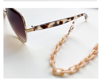 Resin Link Sunglasses holder  -  HIGH quality resin acetate- -choose a color! readers, glasses masks