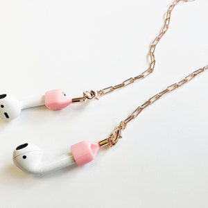 Airpod-Halter ROSE goldfarbene Kette (1) + Airpod-Halter + Sonnenbrillen-Adapter +Masken-Kette -Auswahl von Silikon-Aipod-Haltern-work on PRO