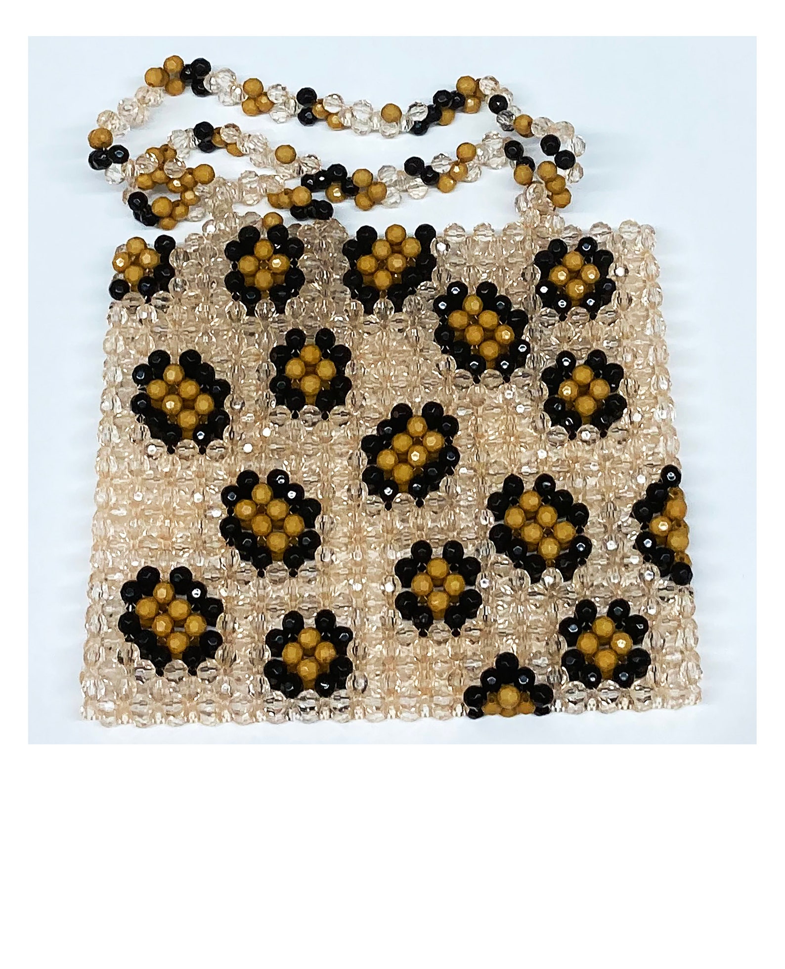 Rainforest Beaded Top Handle Bag