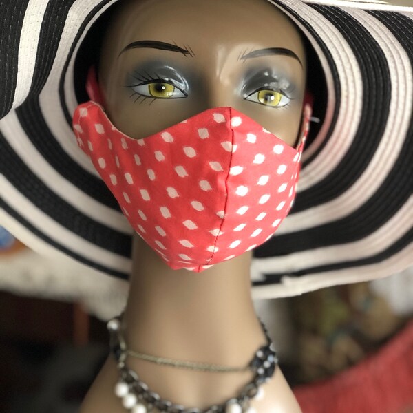 Retro pin up  girl polka dot reversible face mask