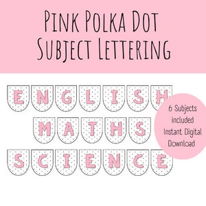 PINK polka dot bulletin board letters | display lettering | modern classroom lettering | bulletin lettering | boho classroom