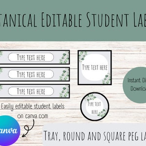 BOTANICAL editable labels | student labels | boho classroom | modern classroom | classroom decor | neutral classroom