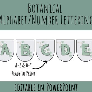 BOTANICAL alphabet lettering for bulletin boards | modern classroom | boho classroom | calm classroom decor | bulletin letters