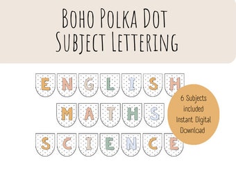 Lettres BOHO à pois pour tableau d'affichage | lettrage d'affichage | lettrage moderne pour salle de classe | lettrage pour bulletins d'information | Salle de classe bohème