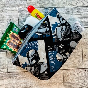 Star Wars/mandalorian/baby yoda/c3po/r2d2/x-wing/food safe/reusable/washable zipper snack bag/accessory bag/cosmetic bag/toiletry bag image 3