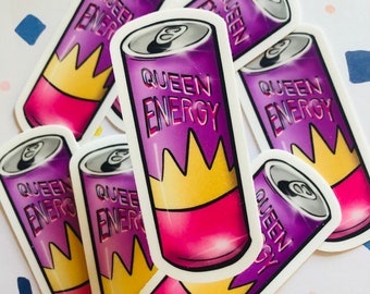 Queen Energy Drink Sticker / Decal for Waterbottle / Laptop / VSCO / Case / Phone / Yeti / iPad / Waterproof / Weatherproof / Journal