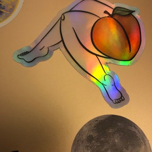 Cheeky Legs & Peach Sticker / Body Positivity Holographic Decal for Waterbottle / Laptop / VSCO / Case / Phone / Yeti / iPad / Waterproof image 6