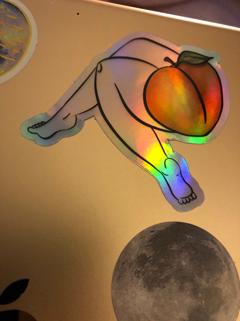 Cheeky Legs & Peach Sticker / Body Positivity Holographic Decal for Waterbottle / Laptop / VSCO / Case / Phone / Yeti / iPad / Waterproof image 6