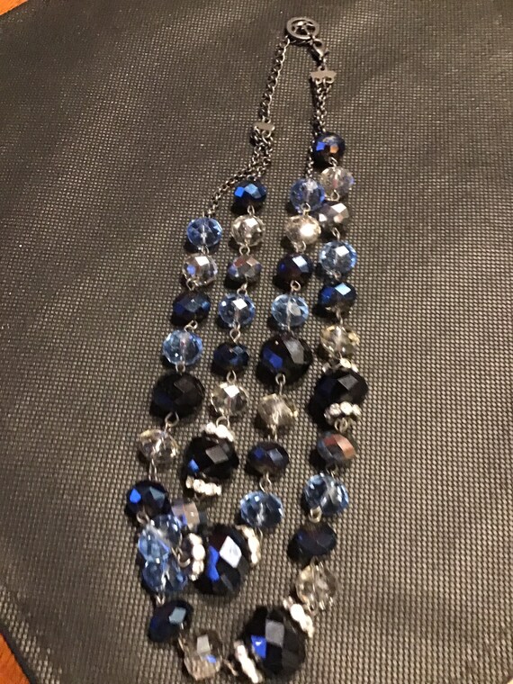 Gorgeous Sparking Blue and Clear Beaded Necklace