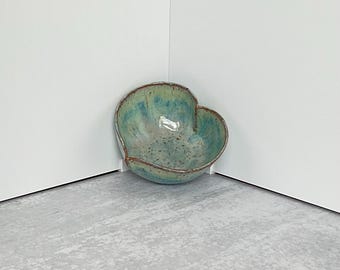 Speckled Turquoise Handmade Ceramic Heart Jewelry Dish Holder