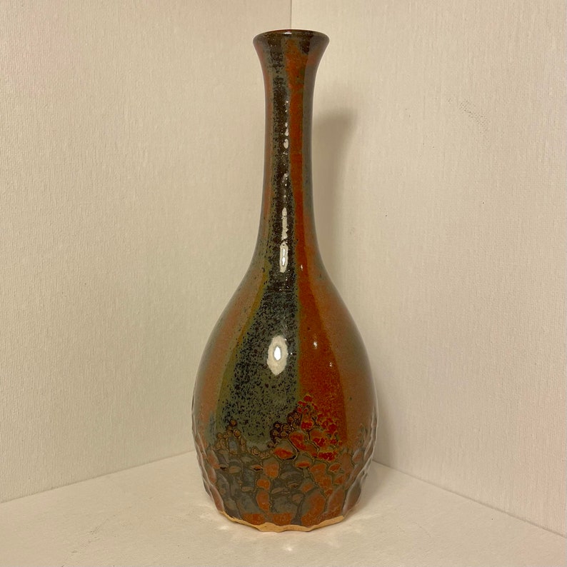 Carved Handmade Ceramic Bud Vase, Small Vase image 2