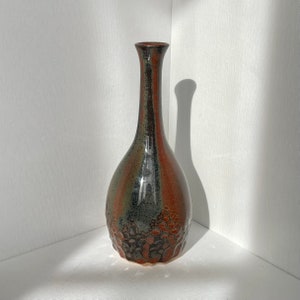 Carved Handmade Ceramic Bud Vase, Small Vase image 1