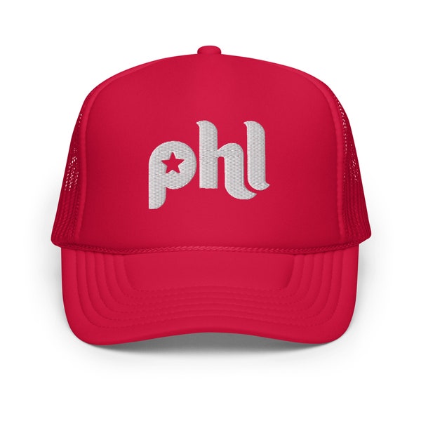 PHL Foam Phillies Trucker Hat, Embroidered Phillies Hat, PHL hat, Phillies Hat Women, Phillies hat men, Phillies hat cute